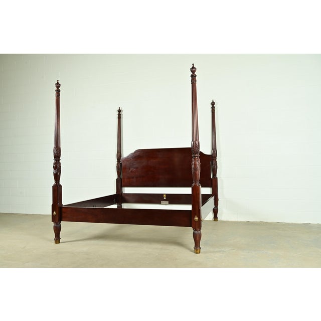 Baker Furniture Company Baker Furniture Historic Charleston Collection Georgian Carved Mahogany King Size Poster Bed For Sale - Image 4 of 12