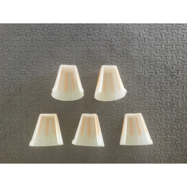 White Pristine Antique 1930s Art Deco Williamson Beardslee 5-Light Slip Shade Flush Mount For Sale - Image 8 of 14