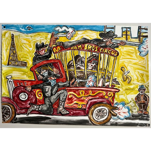 Red Grooms, Huge Red Grooms Monotype Oil Painting LA Hollywood Circus Film Cartoon Pop Art, 2006 For Sale - Image 4 of 18