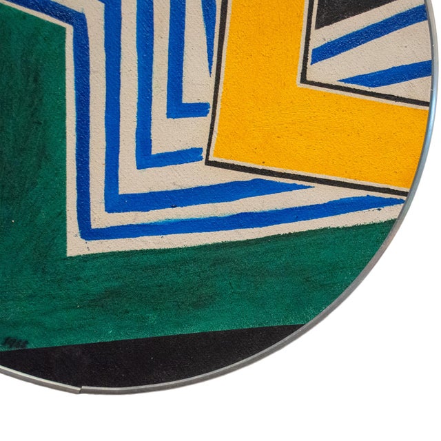 Abstract American Modernist Geometric Oil on Canvas Circular Painting New York by Pierre Clerk, 1968 For Sale In Portland, OR - Image 6 of 12