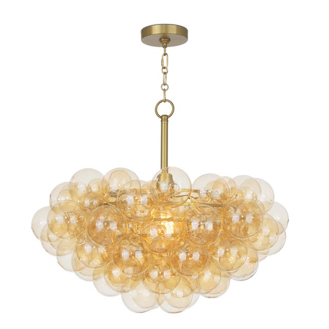 Regina Andrew Bubbles Chandelier, Natural Brass with Amber Glass For Sale - Image 9 of 9