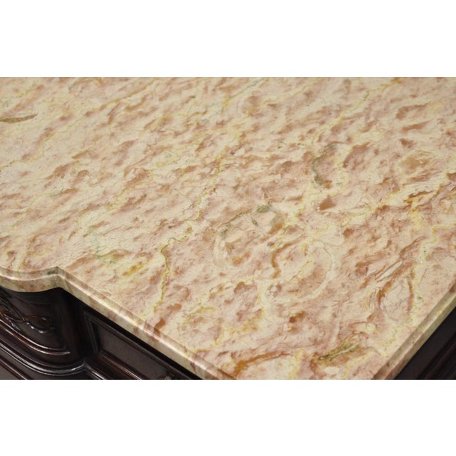 Antique French Louis XVI Maison Jansen Style Mahogany Marble Top Dresser Commode For Sale - Image 10 of 16