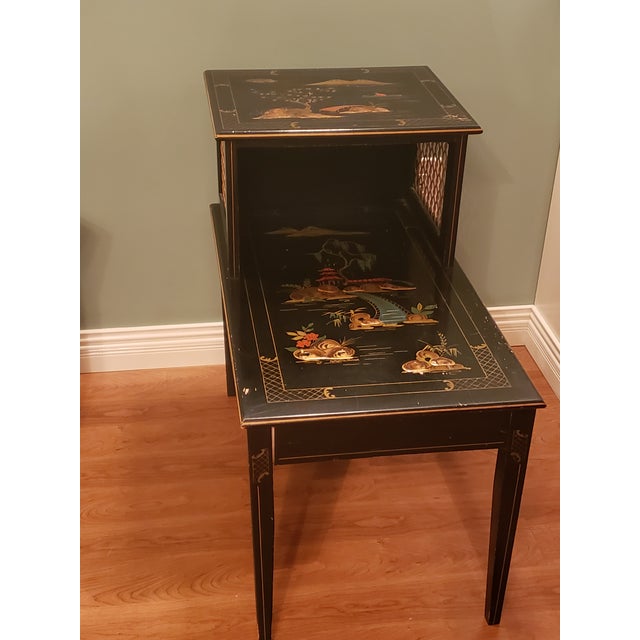 Vintage Katherine Henick Black Lacquer Two Tier End Table Chairish