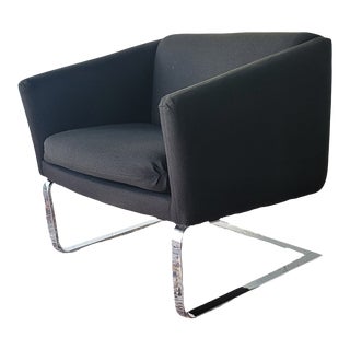 1960s Selig Monroe Cantilever Chrome & Black Upholstered Chair For Sale