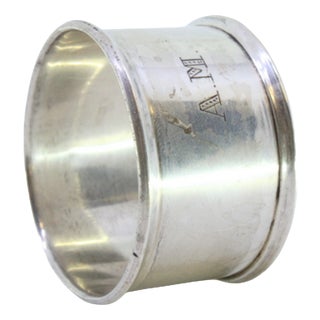 Smooth Silver Napkin Ring with Embroidery For Sale