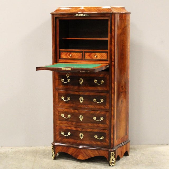 Napoleon III marquetry secretary with marble top and splendid original gilded bronzes Late 19th century - Napoleon III...