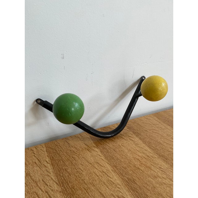 1950s Mid-Century Modern French Sputnik Wall Hook With Green & Yellow Atomic Balls For Sale - Image 4 of 10