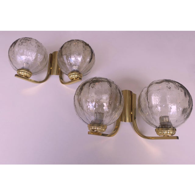 Brass & Glass Double Wall Lights, 1970s, Set of 2 For Sale - Image 13 of 13