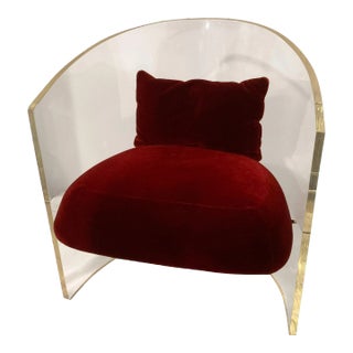 Lucite Barrel Chair By Pace For Sale