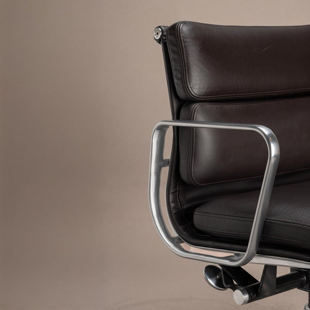 Brown Eames Soft Pad Management Chairs in Espresso Leather by Herman Miller For Sale - Image 8 of 10