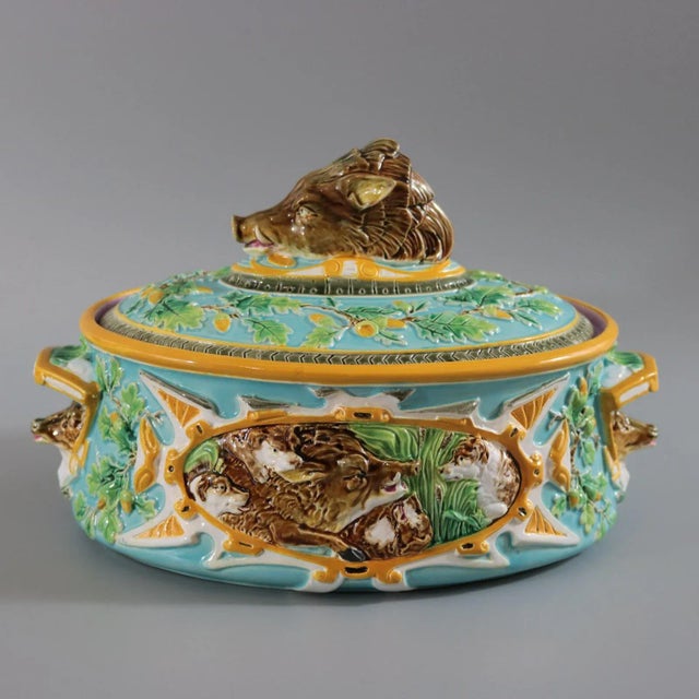 19th Century 19th Century George Jones Majolica Wild Boar Game Pie Dish For Sale - Image 5 of 13