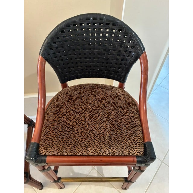 Hollywood Regency Palecek Designer Bar Stools- Vintage For Sale - Image 3 of 12