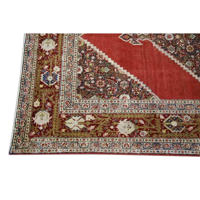 Brown & Red Handwoven Wool Vintage Turkish Oushak Rug 4'5" X 6'5" For Sale - Image 4 of 8
