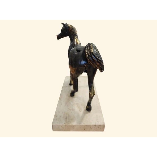 Sculpture of Horse, 1990s, Bronze with Travertine Marble Base For Sale - Image 4 of 6