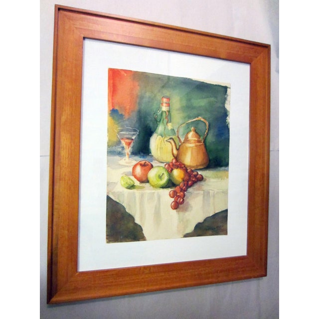 Mid-Century Modern 1960s Walker Still Life Mid Century Signed Watercolor Original Frame For Sale - Image 3 of 12
