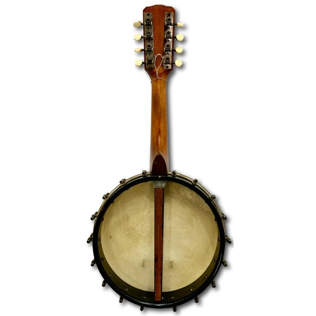 Wood Authentic American Antique Small 8 String Banjo Style Musical Instrument for Decoration - Circa Early 1900s For Sale - Image 7 of 18