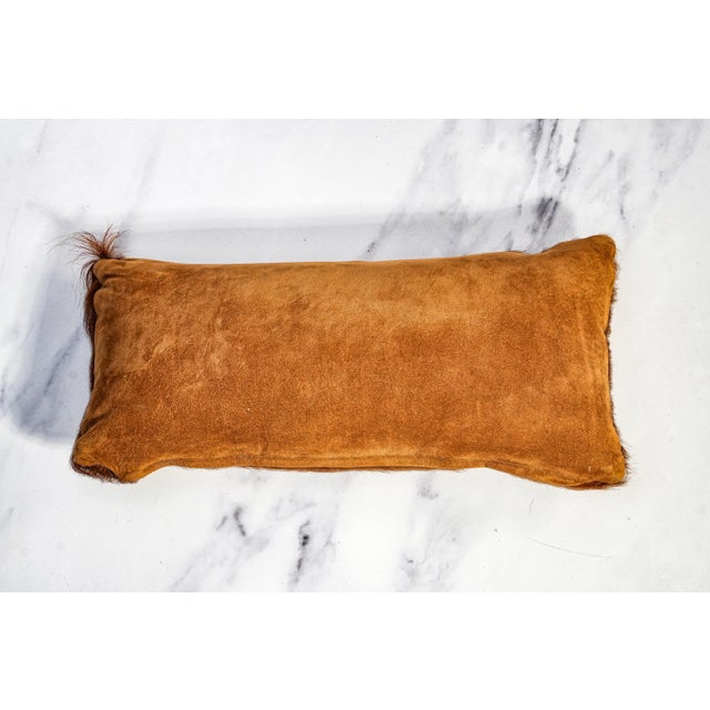 Lovely Vintage Small Cowhide Lumbar Accent Throw Pillow Western Home Decor For Sale - Image 9 of 10