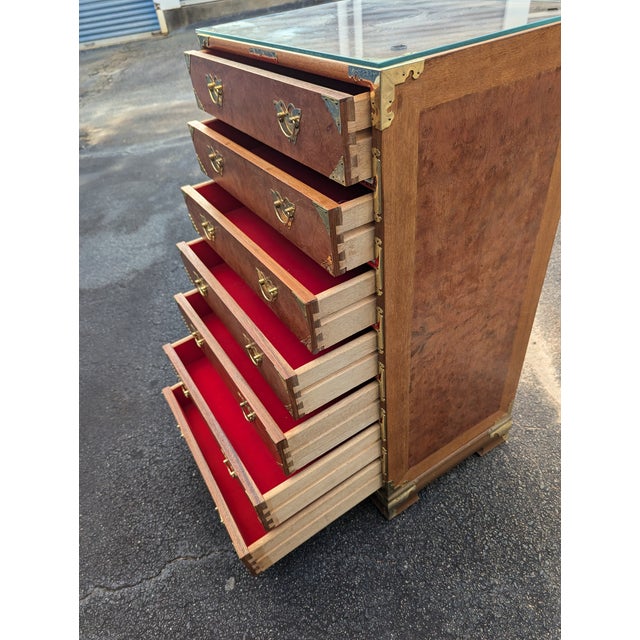 Campaign 7 Drawer Dresser Lingerie Armoir Jewelry Asian Solid Wood Storage Felt For Sale - Image 3 of 8