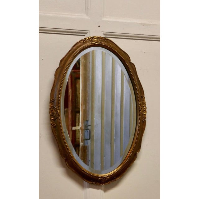 Art Deco Oval Gilt Wall Mirror, 1920 For Sale - Image 3 of 8