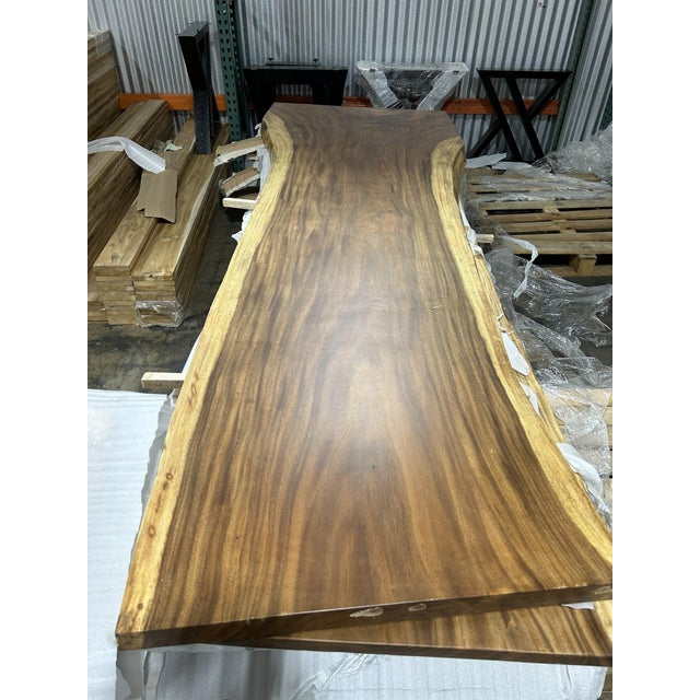 Contemporary Live Edge Single-Slab Monkeypod Conference Table For Sale - Image 3 of 4