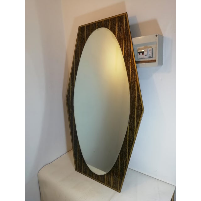Mid-Century Modern Vintage Painted Wood-Effect Mirror, Italy, 1950s For Sale - Image 3 of 16