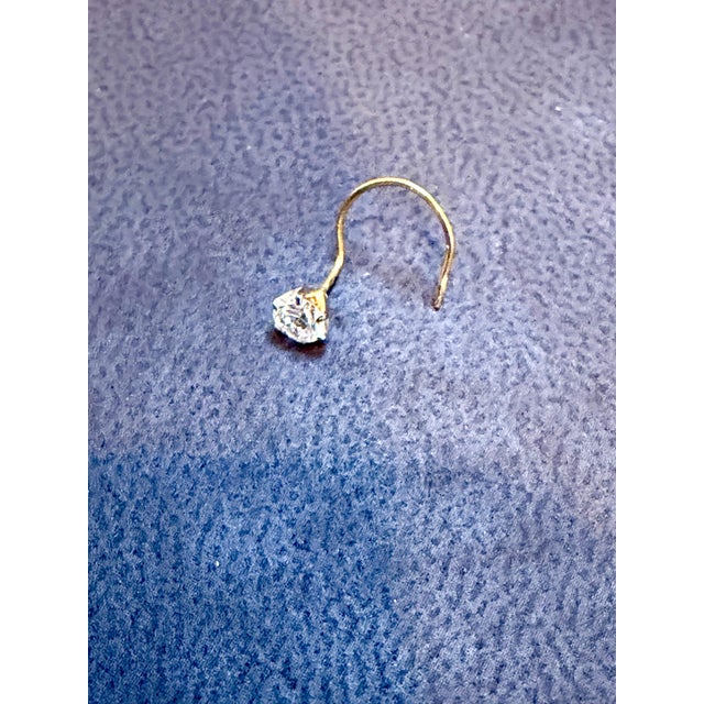 Gemstone 20 Point Natural Diamond Solitaire 14k Gold Wedding Nose Piercing Stud Ring Pin For Sale - Image 7 of 8