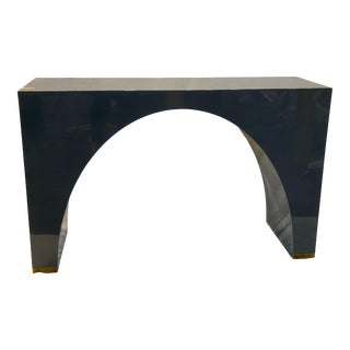 Contemporary Navy Blue Lacquered Shadow Console