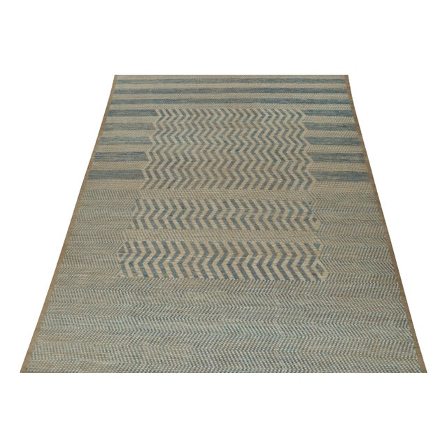 Moroccan Rug & Kilim’s Modern Rug with Beige-brown Geometric Patterns - 6x9 For Sale - Image 3 of 7