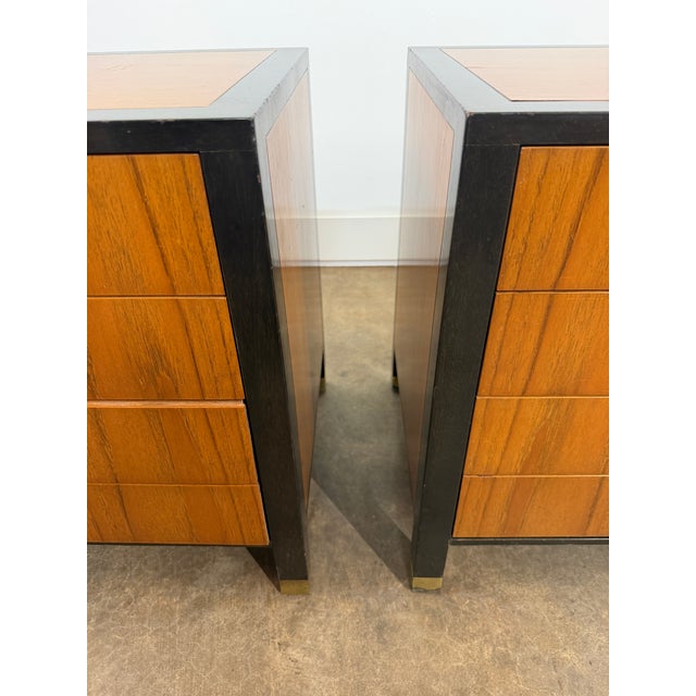 Harvey Probber Mid 20th Century Pair of Harvey Probber Ebonized Wood and Brass Nightstands or Side Tables For Sale - Image 4 of 18
