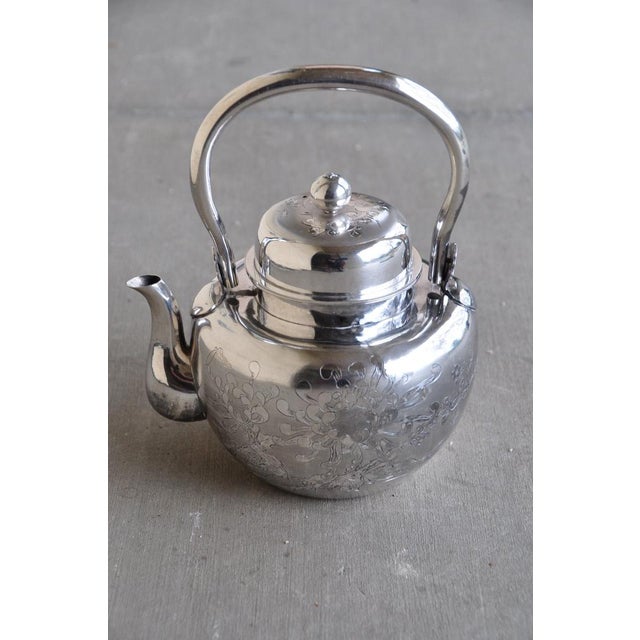 Antique Japanese Pure Silver Teapot/Kettle Decorated With