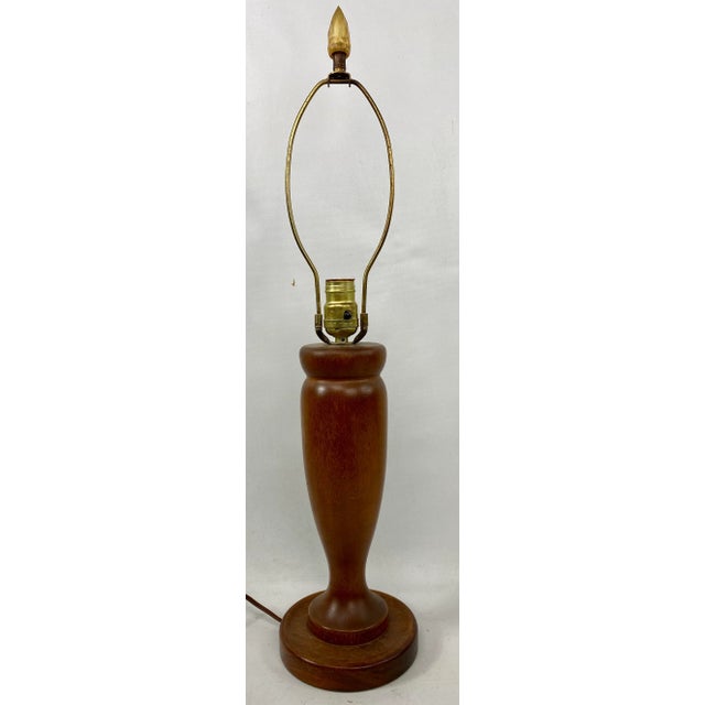 Wood Mid-Century Walnut Turned Table Lamp For Sale - Image 7 of 7