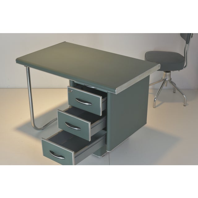 Steeltube Desk with Desk Chair from Nori, France, 1958, Set of 2 For Sale - Image 11 of 18