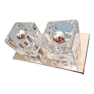 Ice Cube Double Wall Light in Chromed Metal and Glass from Peill & Putzler, 1970 For Sale