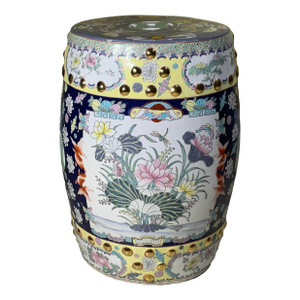Exquisite Vintage Chinese Famille Rose Porcelain Garden Seat With Dragon Motif