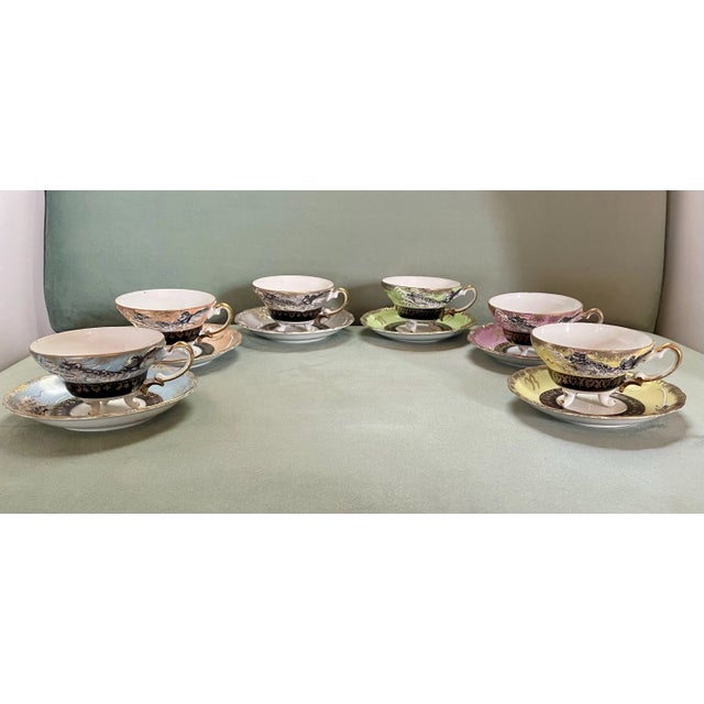 Mid 20th Century Dragon Teacups & Saucers- 12 Pieces For Sale - Image 11 of 12