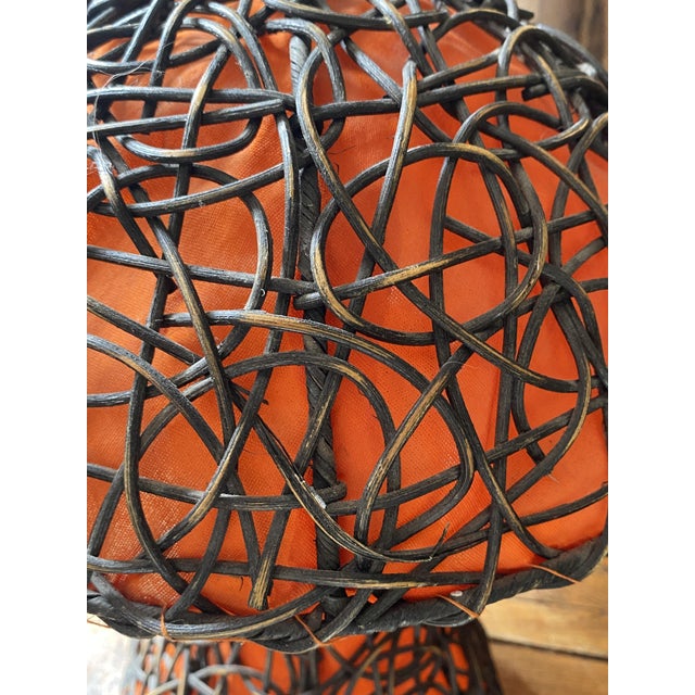 Brown Large Mushroom Lamp in Woven Rattan, 1970 For Sale - Image 8 of 18