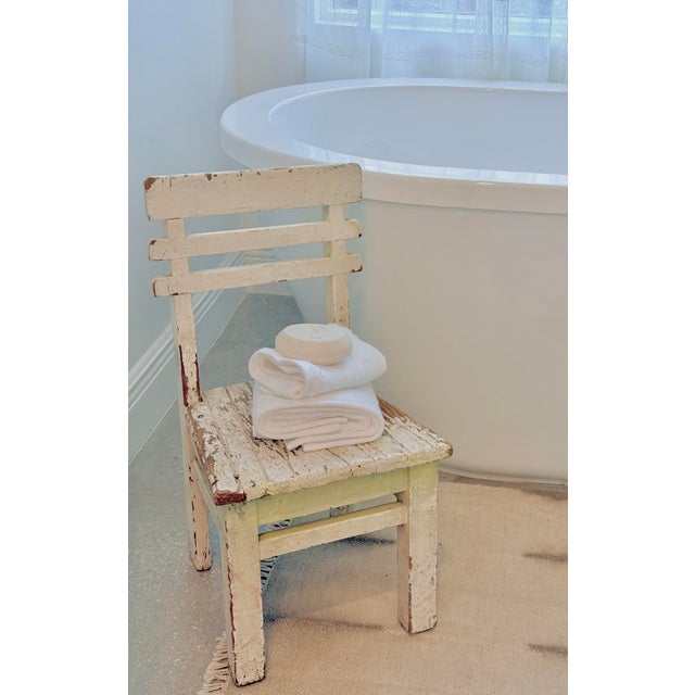 Charming Antique Gustavian Child’s Wooden Chair With Chippy Paint Finish & Rustic Vibe, Dating From Early 20th Century For Sale - Image 12 of 12