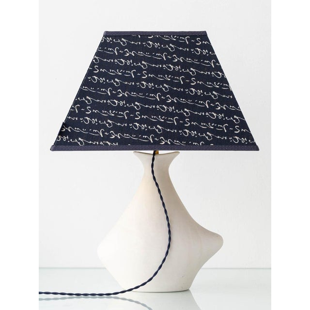Vintage Cubist Ceramic Table Lamp with Hand-Painted Face & New Lampshade, Spain For Sale - Image 6 of 11