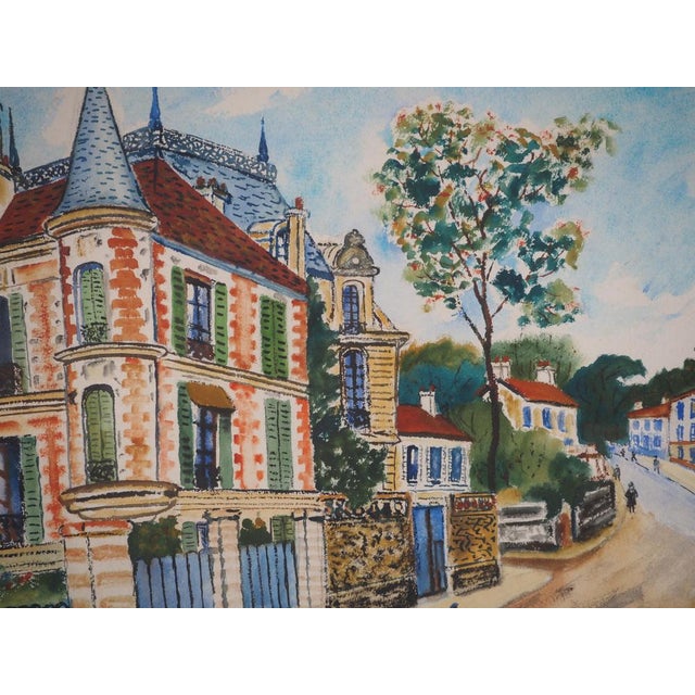 Elisée Maclet, Château in Montmorency, 20th Century, Original Watercolor, Framed For Sale - Image 4 of 11