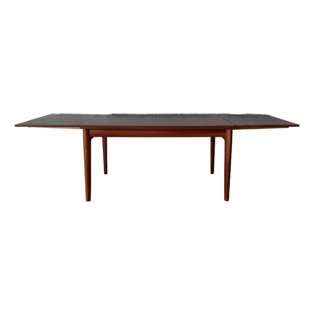 Teak Extendable Rectangular Dining Table With Two Leaves Danish Mid-Century Modern 1960s For Sale