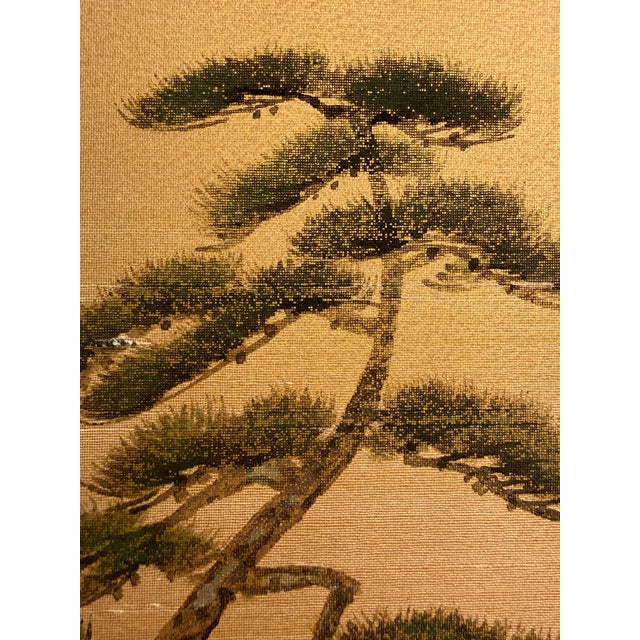 Mid 20th Century Vintage Japanese Byōbu Hand-Painted Silk Landscape Folding Screen For Sale - Image 5 of 13
