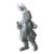 Vintage Whimsical Cast Iron Dapper Rabbit Garden Statue Holding a Pipe For Sale