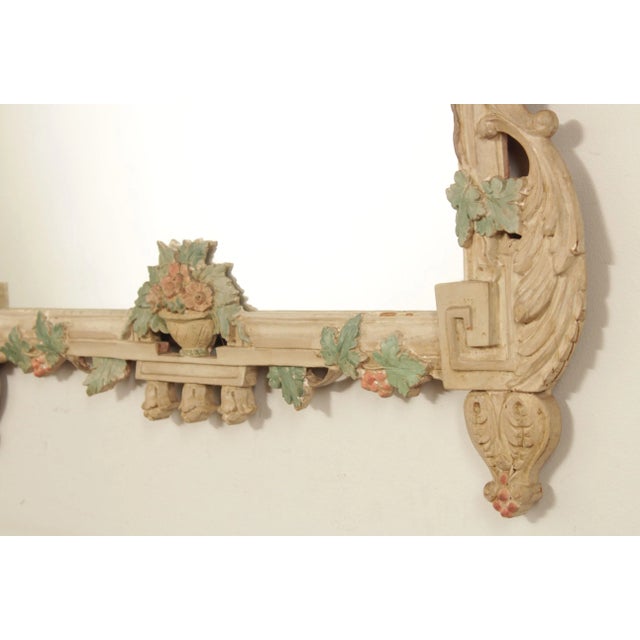 Antique Italian Florentine Style Carved Polychrome Mirror For Sale - Image 9 of 12