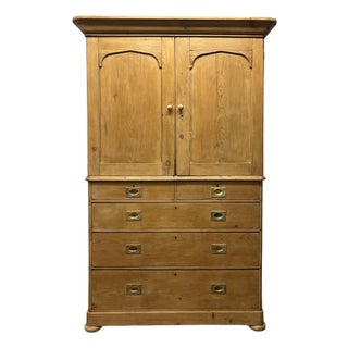 19th Century English Pine Linen Press For Sale