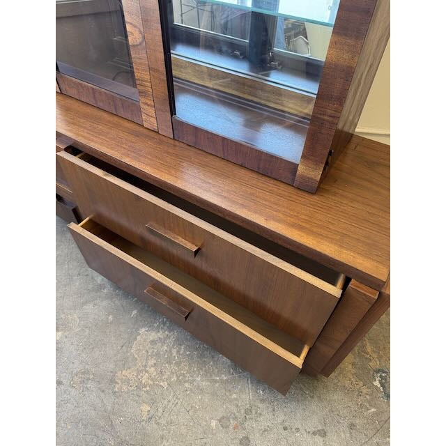 Brown Vintage Brutalist Display Hutch by Lane Furniture For Sale - Image 8 of 9