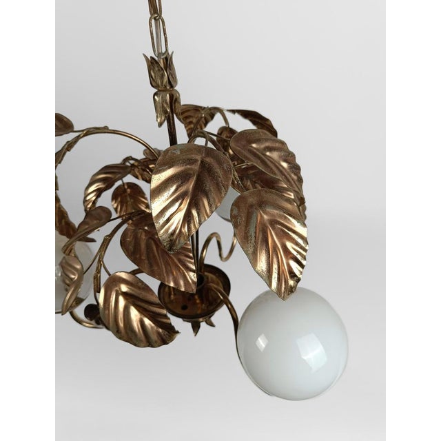 Chandelier with Gilded Leaves and White Opaline in the style of Hans Kögl, 1970s For Sale - Image 15 of 18
