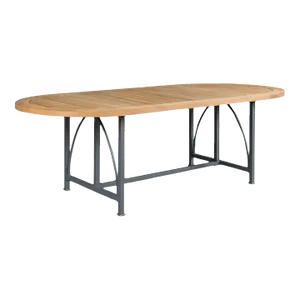Woodbridge Furniture Jupiter Outdoor Dining Table, Natural Teak Finish & Graphite Gray Finish