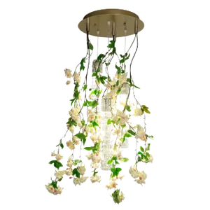 Small Round Flower Power Fuchsia Cascade Chandelier in Pink-Cream Color from VGnewtrend, Italy