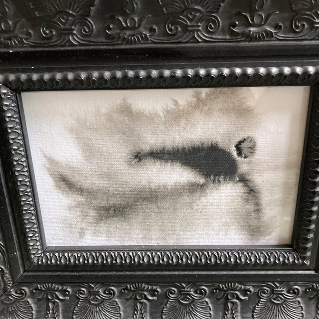 Original 4 x 6 ink painting on paper unsigned Overall size with tabletop frame is 8 x 10