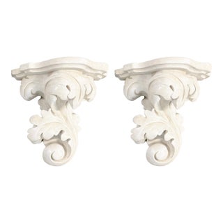 Vintage Regency Serge Roche Botanical Palm Frond Wall Brackets For Sale